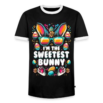 I'm The Sweetest Bunny - Men's Ringer Shirt - black/white - Front - AI Model Female 172 light (172cm) & AI Model Male 178 light (178cm)