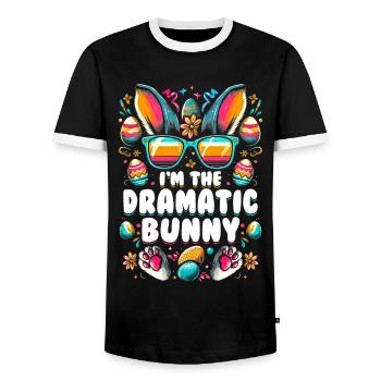 I'm The Dramatic Bunny - Men's Ringer Shirt - black/white - Front - AI Model Female 172 light (172cm) & AI Model Male 178 light (178cm)