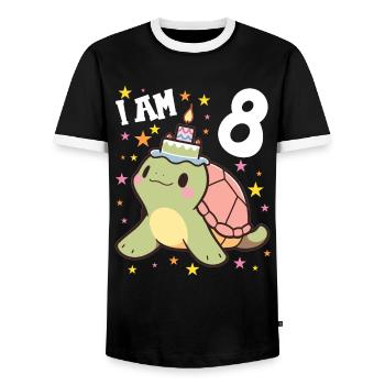 Je suis 8 Tortues Tortue 8e anniversaire - T-shirt contrasté Homme - noir/blanc - Devant - AI Model Female 172 light (172cm) & AI Model Male 178 light (178cm)