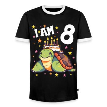 Je suis 8 Tortues Tortue 8e anniversaire - T-shirt contrasté Homme - noir/blanc - Devant - AI Model Female 172 light (172cm) & AI Model Male 178 light (178cm)