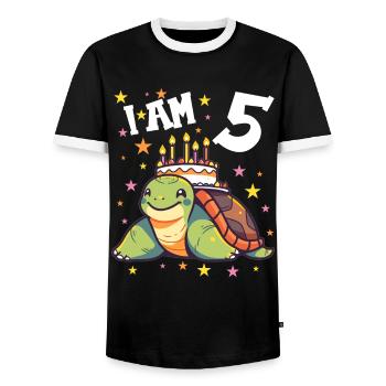 Je suis 5 Tortues Tortue 5e anniversaire - T-shirt contrasté Homme - noir/blanc - Devant - AI Model Female 172 light (172cm) & AI Model Male 178 light (178cm)