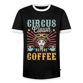 Circus Clown Before Loves Carnival Coffee Lover - Männer Kontrast-T-Shirt - Schwarz/Weiß - Vorne - AI Model Female 172 light (172cm) & AI Model Male 178 light (178cm)