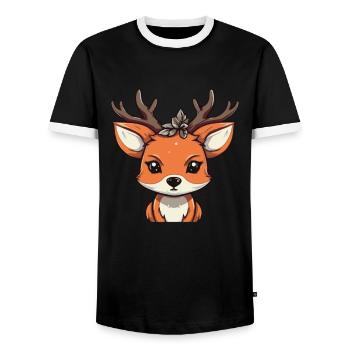 Funny Fox Christmas Gifts - Men's Ringer Shirt - black/white - Front - AI Model Female 172 light (172cm) & AI Model Male 178 light (178cm)