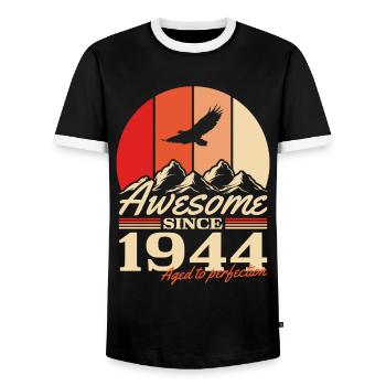 Großartig seit 1944 Jahrgang Vintage Geburtstag - Männer Kontrast-T-Shirt - Schwarz/Weiß - Vorne - AI Model Female 172 light (172cm) & AI Model Male 178 light (178cm)