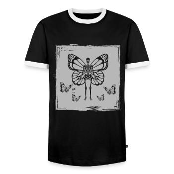 Schmetterling Skelett Fairycore Fantasy - Männer Kontrast-T-Shirt - Schwarz/Weiß - Vorne - AI Model Female 172 light (172cm) & AI Model Male 178 light (178cm)