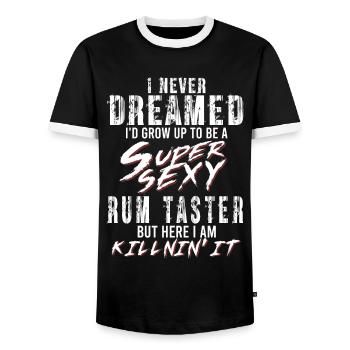 Super Sexy Rum-Verkoster Rum Verkostung Geschenk - Männer Kontrast-T-Shirt - Schwarz/Weiß - Vorne - AI Model Female 172 light (172cm) & AI Model Male 178 light (178cm)
