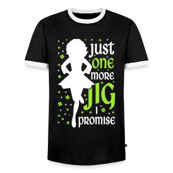Irish Dance Irish Dancing - Men's Ringer Shirt - black/white - Front - AI Model Female 172 light (172cm) & AI Model Male 178 light (178cm)