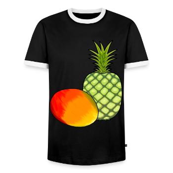 Mango, Fruit, Fruits, Pineapple, Vegetarian, Food - Men's Ringer Shirt - black/white - Front - AI Model Female 172 light (172cm) & AI Model Male 178 light (178cm)