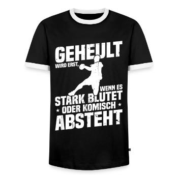Handball nix for wimps Gift for handballer - Men's Ringer Shirt - black/white - Front - AI Model Female 172 light (172cm) & AI Model Male 178 light (178cm)