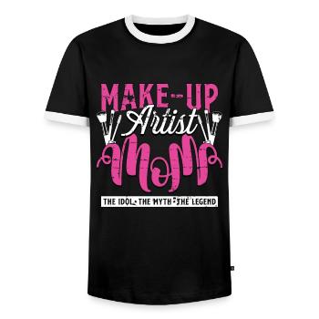 Make-Up Artist Mom The Idol The Myth Brow Artist - Men's Ringer Shirt - black/white - Front - AI Model Female 172 light (172cm) & AI Model Male 178 light (178cm)