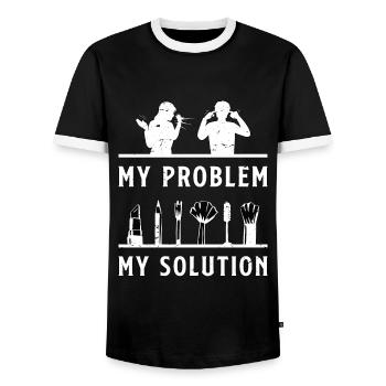 Make-Up Artist My Problem My Pictogram Dad Mom - Men's Ringer Shirt - black/white - Front - AI Model Female 172 light (172cm) & AI Model Male 178 light (178cm)