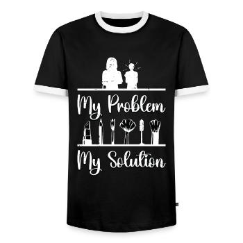 Make-Up Artist My Problem My Pictogram Mom Dad - Men's Ringer Shirt - black/white - Front - AI Model Female 172 light (172cm) & AI Model Male 178 light (178cm)
