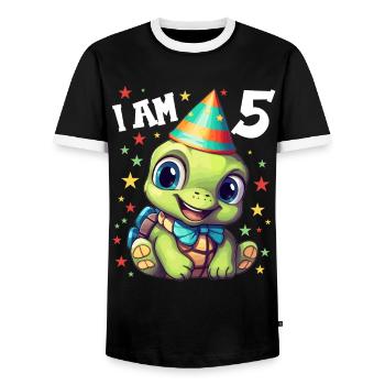 Je suis 5 Tortues Tortue 5e anniversaire - T-shirt contrasté Homme - noir/blanc - Devant - AI Model Female 172 light (172cm) & AI Model Male 178 light (178cm)