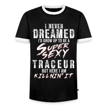 Super Sexy Traceur Parkour Cadeau Parkour Runner - T-shirt contrasté Homme - noir/blanc - Devant - AI Model Female 172 light (172cm) & AI Model Male 178 light (178cm)
