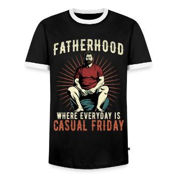 Fatherhood Where Everyday Is Casual Friday - Men's Ringer Shirt - black/white - Front - AI Model Female 172 light (172cm) & AI Model Male 178 light (178cm)