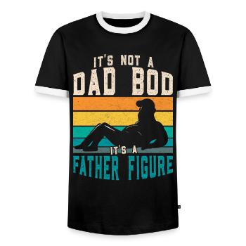 Ce n’est pas un corps de père, c’est une figure paternelle. - T-shirt contrasté Homme - noir/blanc - Devant - AI Model Female 172 light (172cm) & AI Model Male 178 light (178cm)