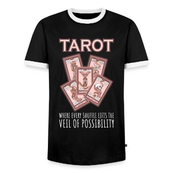 Tarot Card - Men's Ringer Shirt - black/white - Front - AI Model Female 172 light (172cm) & AI Model Male 178 light (178cm)