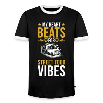 Street Food Lover Food Truck Foddie - Men's Ringer Shirt - black/white - Front - AI Model Female 172 light (172cm) & AI Model Male 178 light (178cm)