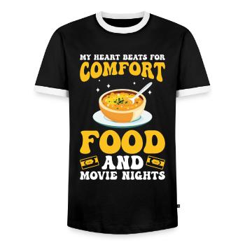 Movie Nights Comfort Food Snacks for Movie Fan and - Men's Ringer Shirt - black/white - Front - AI Model Female 172 light (172cm) & AI Model Male 178 light (178cm)
