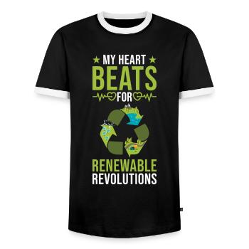 Recycler Environnementaliste Environnement Vert Réutilisation - T-shirt contrasté Homme - noir/blanc - Devant - AI Model Female 172 light (172cm) & AI Model Male 178 light (178cm)