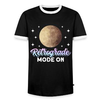 Retrograde planets Mercury retrograde - Men's Ringer Shirt - black/white - Front - AI Model Female 172 light (172cm) & AI Model Male 178 light (178cm)