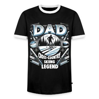 Fête des pères PAPA la légende du ski de fond Papa - T-shirt contrasté Homme - noir/blanc - Devant - AI Model Female 172 light (172cm) & AI Model Male 178 light (178cm)