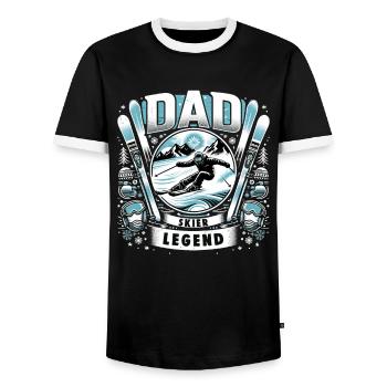 Father's Day DAD the Skier Legend Dad - Men's Ringer Shirt - black/white - Front - AI Model Female 172 light (172cm) & AI Model Male 178 light (178cm)