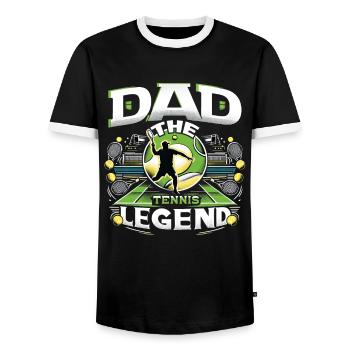 Fête des pères PAPA la légende du tennis Papa Papa - T-shirt contrasté Homme - noir/blanc - Devant - AI Model Female 172 light (172cm) & AI Model Male 178 light (178cm)