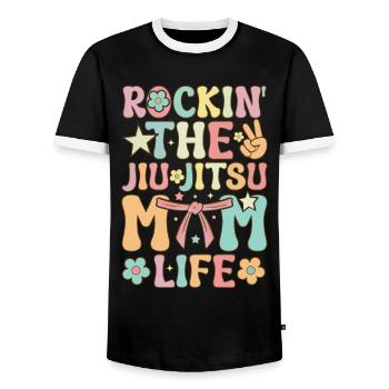 Arts martiaux BJJ pour les femmes - T-shirt contrasté Homme - noir/blanc - Devant - AI Model Female 172 light (172cm) & AI Model Male 178 light (178cm)
