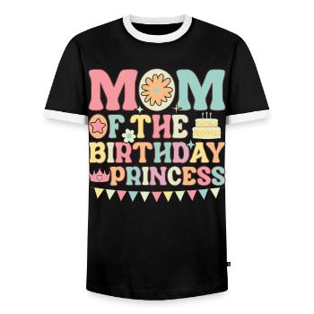 Drôle de maman chanteuse de karaoké - T-shirt contrasté Homme - noir/blanc - Devant - AI Model Female 172 light (172cm) & AI Model Male 178 light (178cm)