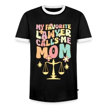 Avocate Maman Étudiante en droit - T-shirt contrasté Homme - noir/blanc - Devant - AI Model Female 172 light (172cm) & AI Model Male 178 light (178cm)