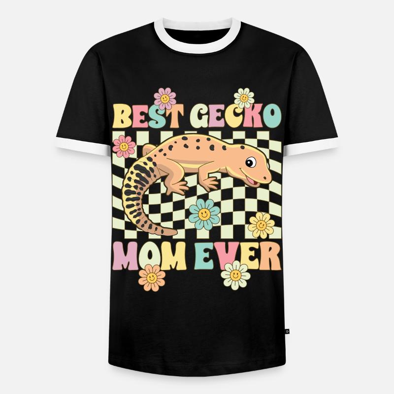 Leopardgecko Mama Eidechse Reptil - Männer Kontrast-T-Shirt - Schwarz/Weiß