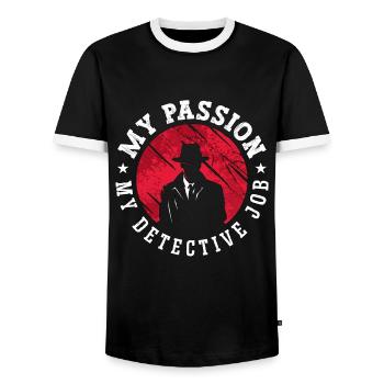 Détective Ma Passion Mon Métier de Détective Enquêteur - T-shirt contrasté Homme - noir/blanc - Devant - AI Model Female 172 light (172cm) & AI Model Male 178 light (178cm)