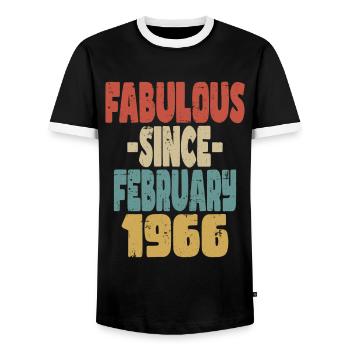 Fabuleux Février 1966 - T-shirt contrasté Homme - noir/blanc - Devant - AI Model Female 172 light (172cm) & AI Model Male 178 light (178cm)