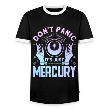 Retrograde planets Mercury retrograde - Men's Ringer Shirt - black/white - Front - AI Model Female 172 light (172cm) & AI Model Male 178 light (178cm)