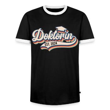 Doktorin 2024 Doktorabschluss Bestanden Party - Männer Kontrast-T-Shirt - Schwarz/Weiß - Vorne - AI Model Female 172 light (172cm) & AI Model Male 178 light (178cm)