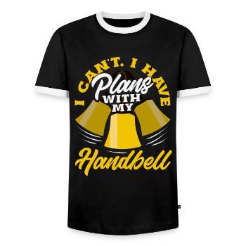 Choral Musical Instrument Hand Bell - Men's Ringer Shirt - black/white - Front - AI Model Female 172 light (172cm) & AI Model Male 178 light (178cm)