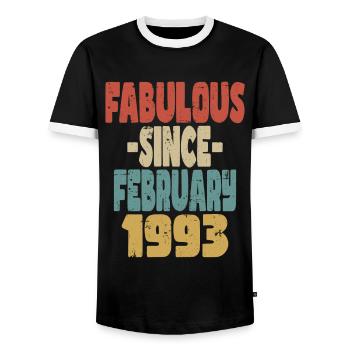 Fabuleux Février 1993 - T-shirt contrasté Homme - noir/blanc - Devant - AI Model Female 172 light (172cm) & AI Model Male 178 light (178cm)