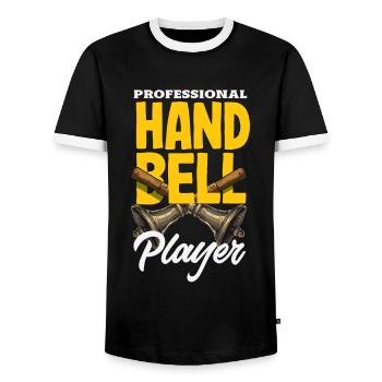Choral Musical Instrument Hand Bell - Men's Ringer Shirt - black/white - Front - AI Model Female 172 light (172cm) & AI Model Male 178 light (178cm)