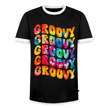 Groovy Tie Dye rétro des années 70 Hippie Vintage - T-shirt contrasté Homme - noir/blanc - Devant - AI Model Female 172 light (172cm) & AI Model Male 178 light (178cm)