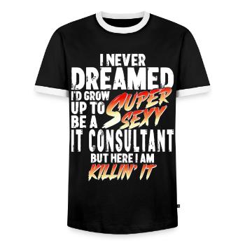 Super Sexy IT Consultant IT Consulting Gift - Men's Ringer Shirt - black/white - Front - AI Model Female 172 light (172cm) & AI Model Male 178 light (178cm)
