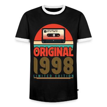Vintage 1998 Geburtstagsgeschenk. Retro 1998. - Männer Kontrast-T-Shirt - Schwarz/Weiß - Vorne - AI Model Female 172 light (172cm) & AI Model Male 178 light (178cm)