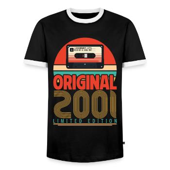 Vintage 2001 Geburtstagsgeschenk. Retro 2001. - Männer Kontrast-T-Shirt - Schwarz/Weiß - Vorne - AI Model Female 172 light (172cm) & AI Model Male 178 light (178cm)