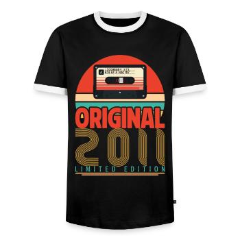 Vintage 2011 Birthday Gift. Retro 2011. - Men's Ringer Shirt - black/white - Front - AI Model Female 172 light (172cm) & AI Model Male 178 light (178cm)
