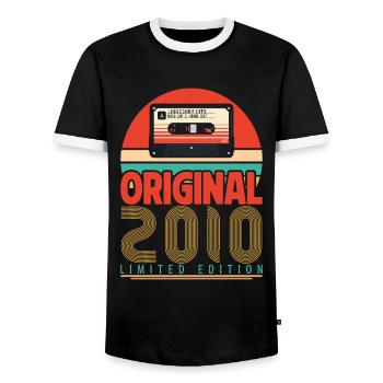 Vintage 2010 Geburtstagsgeschenk. Retro 2010. - Männer Kontrast-T-Shirt - Schwarz/Weiß - Vorne - AI Model Female 172 light (172cm) & AI Model Male 178 light (178cm)