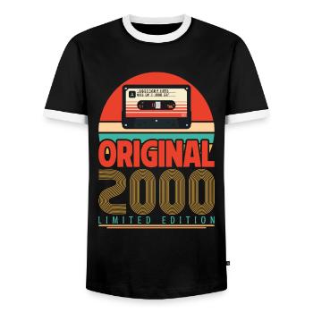 Vintage 2000 Geburtstagsgeschenk. Retro 2000. - Männer Kontrast-T-Shirt - Schwarz/Weiß - Vorne - AI Model Female 172 light (172cm) & AI Model Male 178 light (178cm)