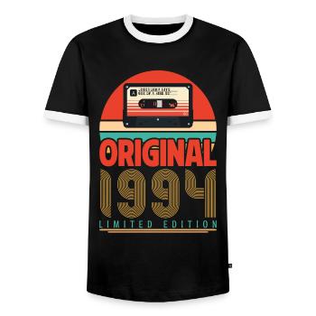 Vintage 1994 Birthday Gift. Retro 1994. - Men's Ringer Shirt - black/white - Front - AI Model Female 172 light (172cm) & AI Model Male 178 light (178cm)