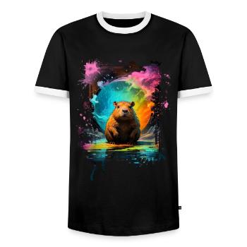 Capybara - Männer Kontrast-T-Shirt - Schwarz/Weiß - Vorne - AI Model Female 172 light (172cm) & AI Model Male 178 light (178cm)