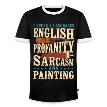 House Painter Decorator I Speak 4 - Men's Ringer Shirt - black/white - Front - AI Model Female 172 light (172cm) & AI Model Male 178 light (178cm)