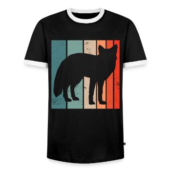Funny Gifts for Fox Lovers - Men's Ringer Shirt - black/white - Front - AI Model Female 172 light (172cm) & AI Model Male 178 light (178cm)